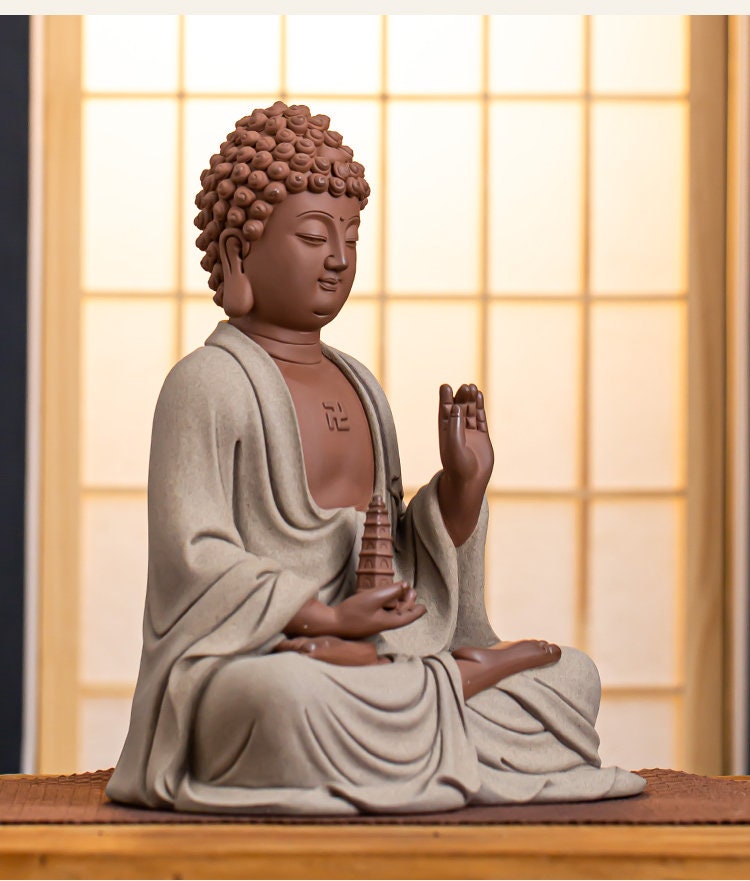 Handmade Ceramic Sakyamuni Medicine Buddha Statue | Meditation
