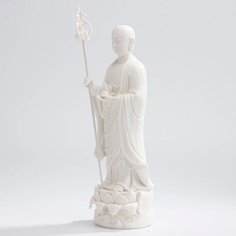 Handmade Porcelain Ksitigarbha Bodhisattva Buddha Statue | Mindful Gift | Meditation