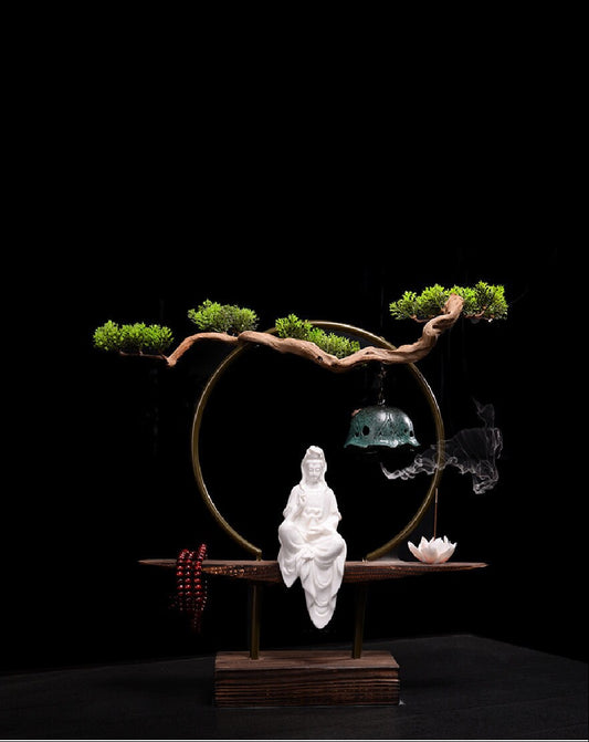 Porcelain Guan Yin Buddha Statue with Incense Burner | Mindful Gift | Housewarming Gift | Meditation | Home Decoration