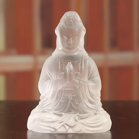 Liu Li Guan Yin Statue Ornament | Spiritual Religion | Gifting for him or her | Goddess of Compassion | Crystal Art | Buddha Decoration