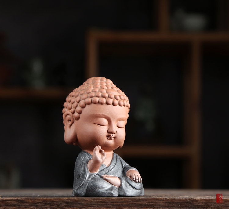 Purple Clay Buddha Statue and Ornament | Gifting for him or her | Home Office Decoration | Spiritual Religion Mindful | Kungfu Tea