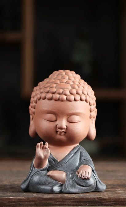 Purple Clay Buddha Statue and Ornament | Gifting for him or her | Home Office Decoration | Spiritual Religion Mindful | Kungfu Tea