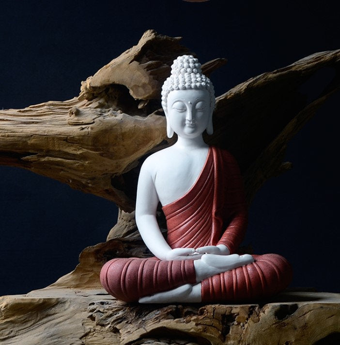 Ceramic Blue Shayamuni Buddha Statue| Dhyana Mudra | Gift for him or her | Religion and Spiritual | Harmony Peace Serenity | Meditation