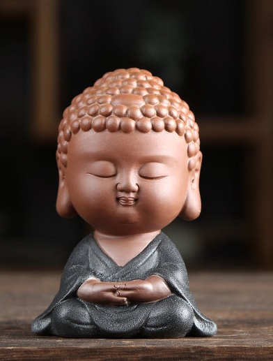 Purple Clay Buddha Statue and Ornament | Gifting for him or her | Home Office Decoration | Spiritual Religion Mindful | Kungfu Tea