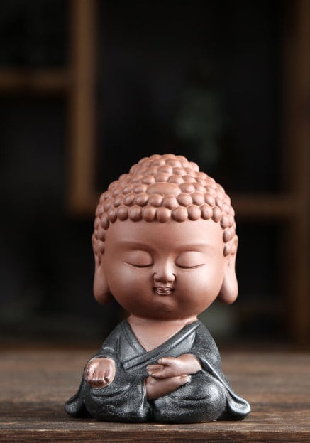 Purple Clay Buddha Statue and Ornament | Gifting for him or her | Home Office Decoration | Spiritual Religion Mindful | Kungfu Tea