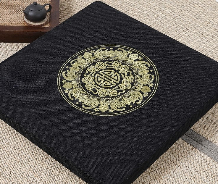Meditation Oriental Design Cushion and Zabuton | Pillow Seat | Yoga Cushions | Serenity Tranquility Calmness | Gift for him or her