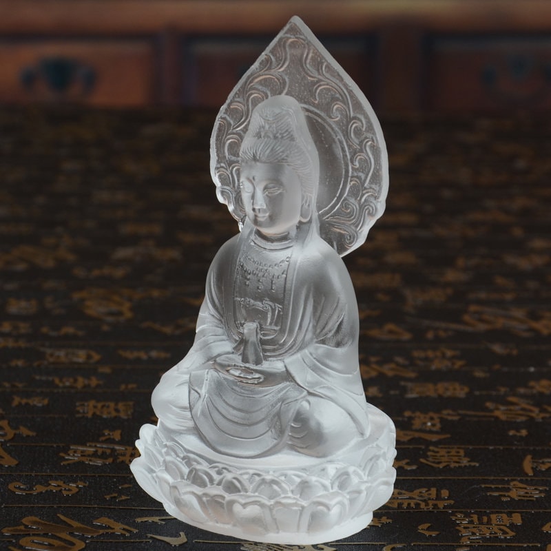 Liu Li Guan Yin Statue Ornament | Spiritual Religion | Gifting for him or her | Goddess of Compassion | Crystal Art | Buddha Decoration