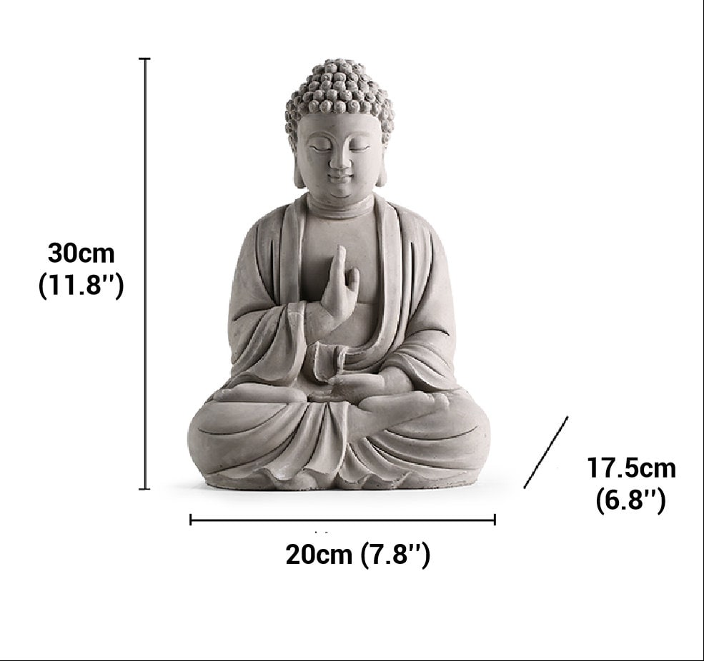 Handmade Cement Buddha Statue Decoration | Garden Outdoor | Indoor Display | Meditation | Abhaya mudra