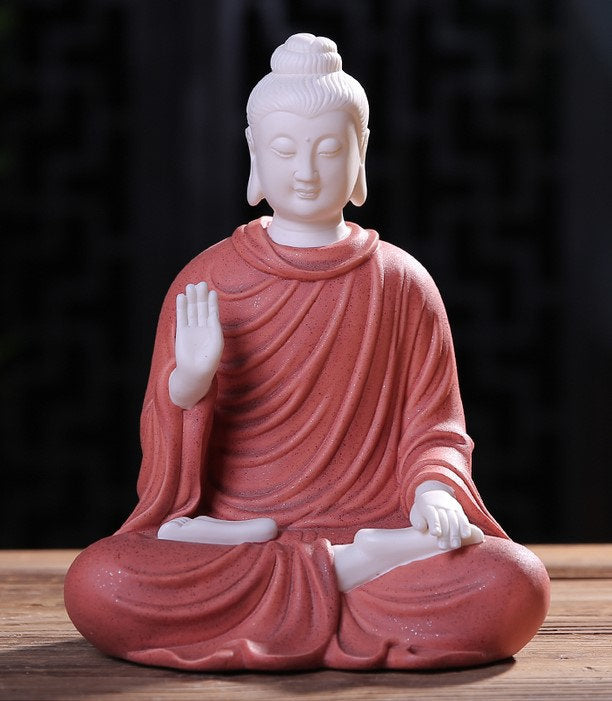 Ceramic Buddha Statue Display | Abhaya Mudra Kasaya | Gift for him or her | Religion and Spiritual | Harmony Peace Serenity | Meditation