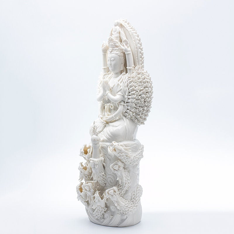 Porcelain Thousand-Armed Guanyin Bodhisattva Statue | Mindful Gift | Meditation | Buddha Statue