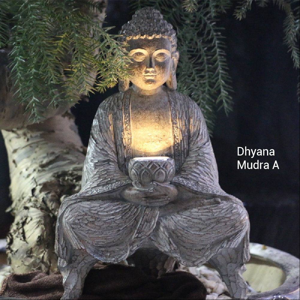 Meditation Buddha Statue with Lotus Lighting | Dhyana Mudra | Outdoor Garden Display Ornament Decoration | Solar Energy | Gifts