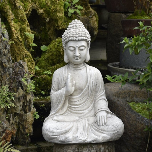 Handmade Buddha Statue Display  | Outdoor Garden Decoration Ornament | Abhaya mudra | Gifting for him or her