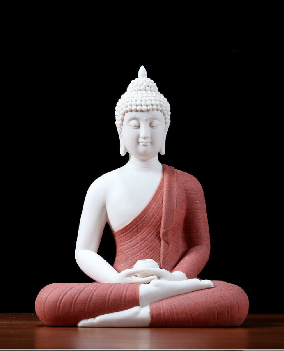 Porcelain Gautama Buddha Statue Decorative Set with LED light | Buddha Statue | Shakyamuni Buddha | Meditation | Incense Burner