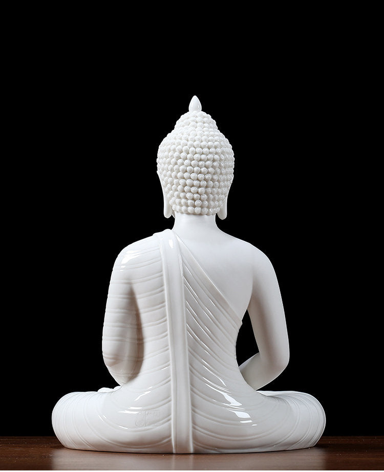 Porcelain Gautama Buddha Statue Decorative Set with LED light | Buddha Statue | Shakyamuni Buddha | Meditation | Incense Burner