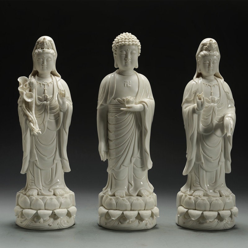 Porcelain Three Saints of the West Buddha Statue | Meditation | Oriental Decoration | Gift for him or her | Buddha Decoration | Altar