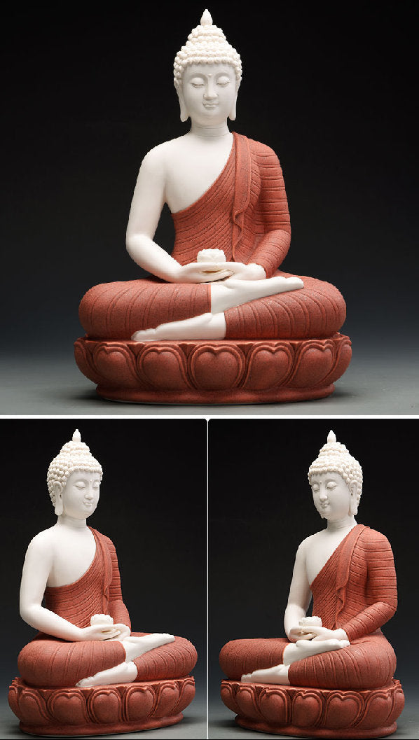 Ceramic White Shakyamuni Buddha Statue | Dhyana Mudra | Gift for him or her | Religion and Spiritual | Harmony Peace Serenity | Meditation