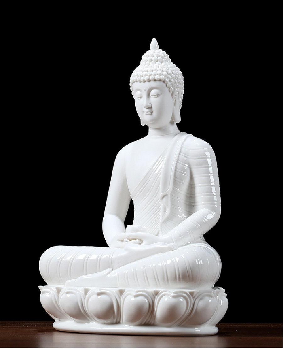 Porcelain Gautama Buddha Statue Decorative Set with LED light | Buddha Statue | Shakyamuni Buddha | Meditation | Home Decoration