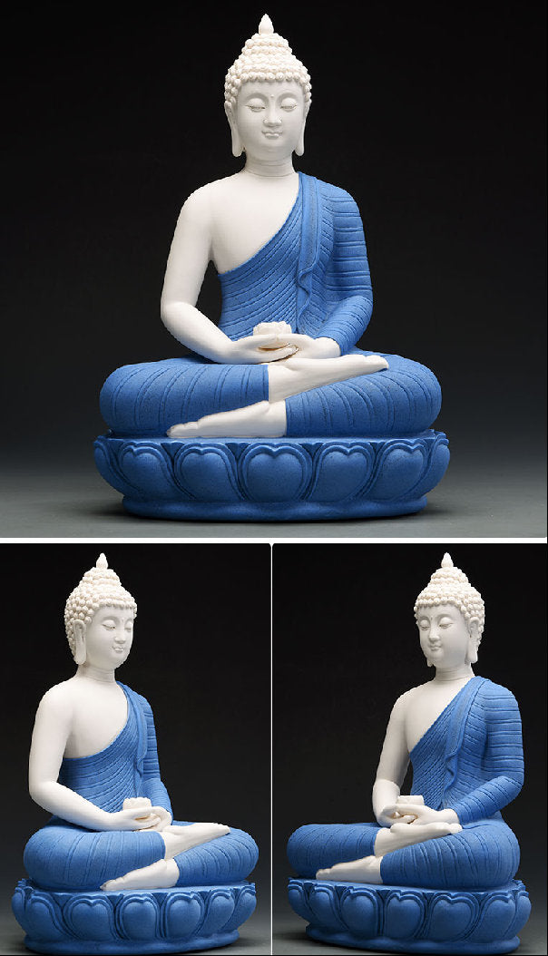 Ceramic White Shakyamuni Buddha Statue | Dhyana Mudra | Gift for him or her | Religion and Spiritual | Harmony Peace Serenity | Meditation