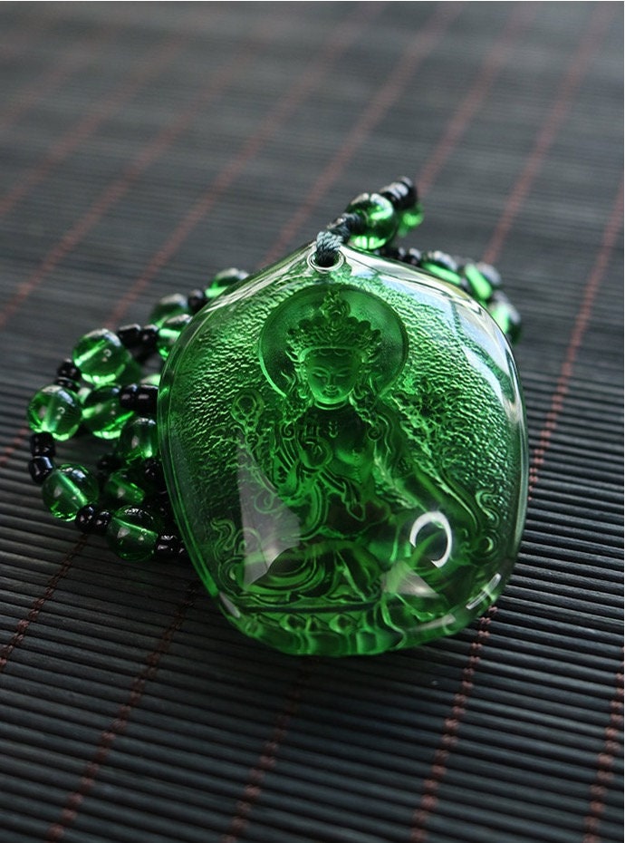 Liu Li Green Tara Buddha Amulet Pendant Medallions | Meditation and Blessing | Protection | Mindful Gift