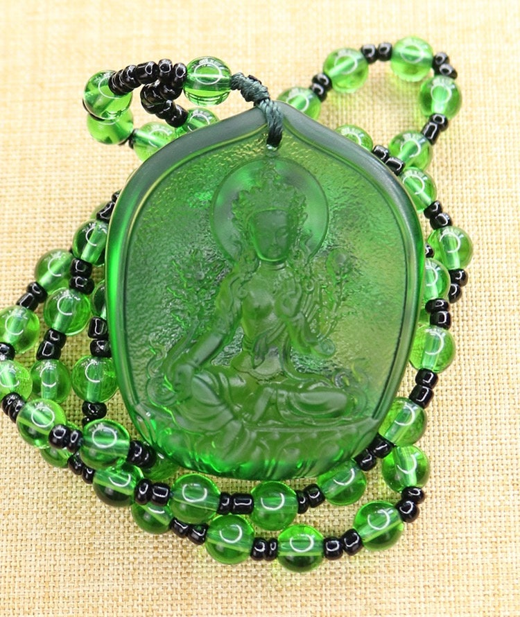 Liu Li Green Tara Buddha Amulet Pendant Medallions | Meditation and Blessing | Protection | Mindful Gift