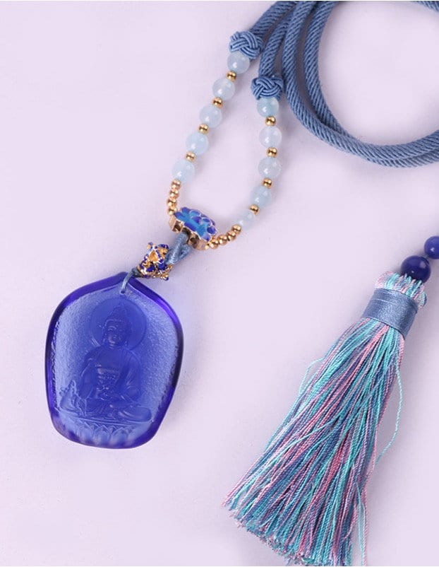 Liu Li Medicine Buddha Amulet Pendant Medallions | Meditation and Blessing | Protection | Mindful Gift