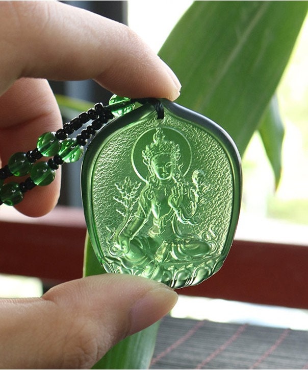 Liu Li Green Tara Buddha Amulet Pendant Medallions | Meditation and Blessing | Protection | Mindful Gift