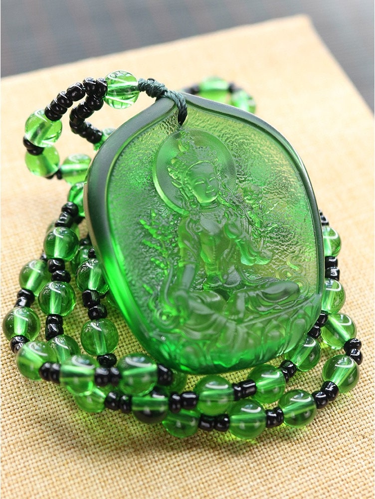 Liu Li Green Tara Buddha Amulet Pendant Medallions | Meditation and Blessing | Protection | Mindful Gift