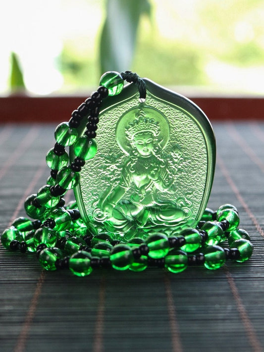 Liu Li Green Tara Buddha Amulet Pendant Medallions | Meditation and Blessing | Protection | Mindful Gift