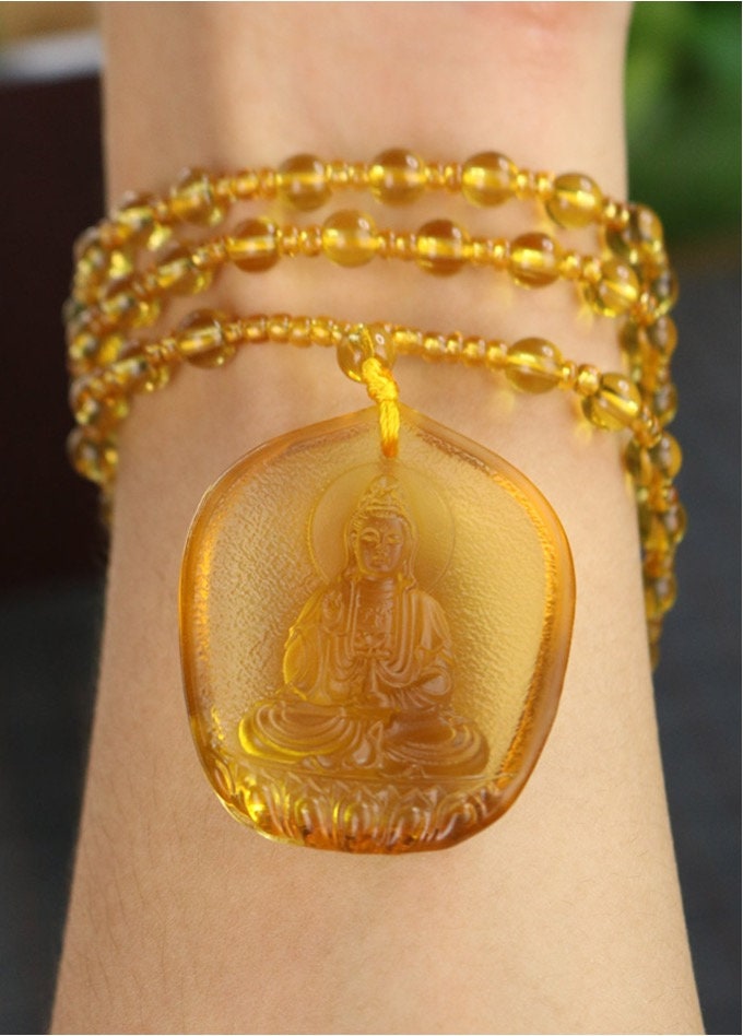 Liu Li Guan Yin Amulet Pendant Medallions | Beads bracelet | Meditation and Blessing | Protection | Mindful Gift