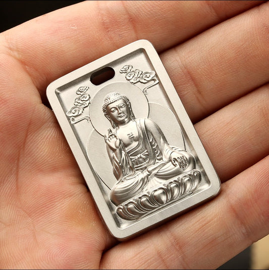 Handmade Titanium Buddha Amulet Pendant | Meditation | Protection | Mindful Gift | Blessing Good luck | kṣitigarbha bodhisattva | Guan Yin