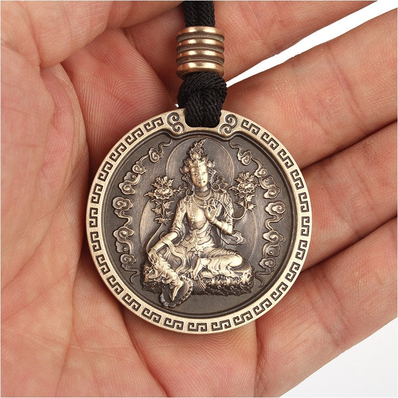Handmade Green Tara Amulet Pendant Medallions | Meditation | Protection | Mindful Gift | Blessing Good luck | Bodhisattva