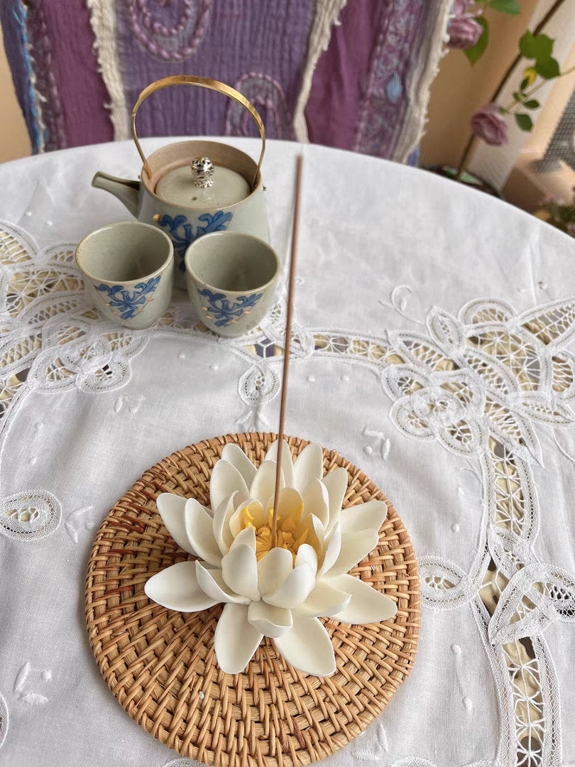 Meditation Porcelain Lotus Incense Stick Holder | Peace Serenity Tranquility Calmness | Spirituality & Religion | Gift for him and her