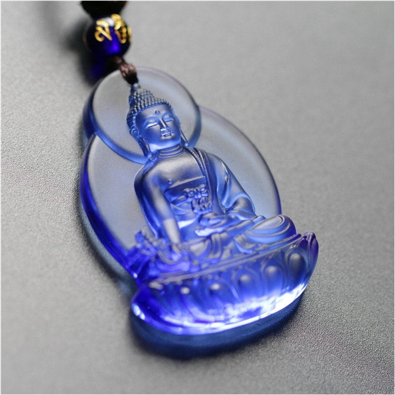 Liu Li Medicine Buddha Amulet Pendant Medallions | Meditation and Blessing | Protection | Mindful Gift | Blue Pink Pendants