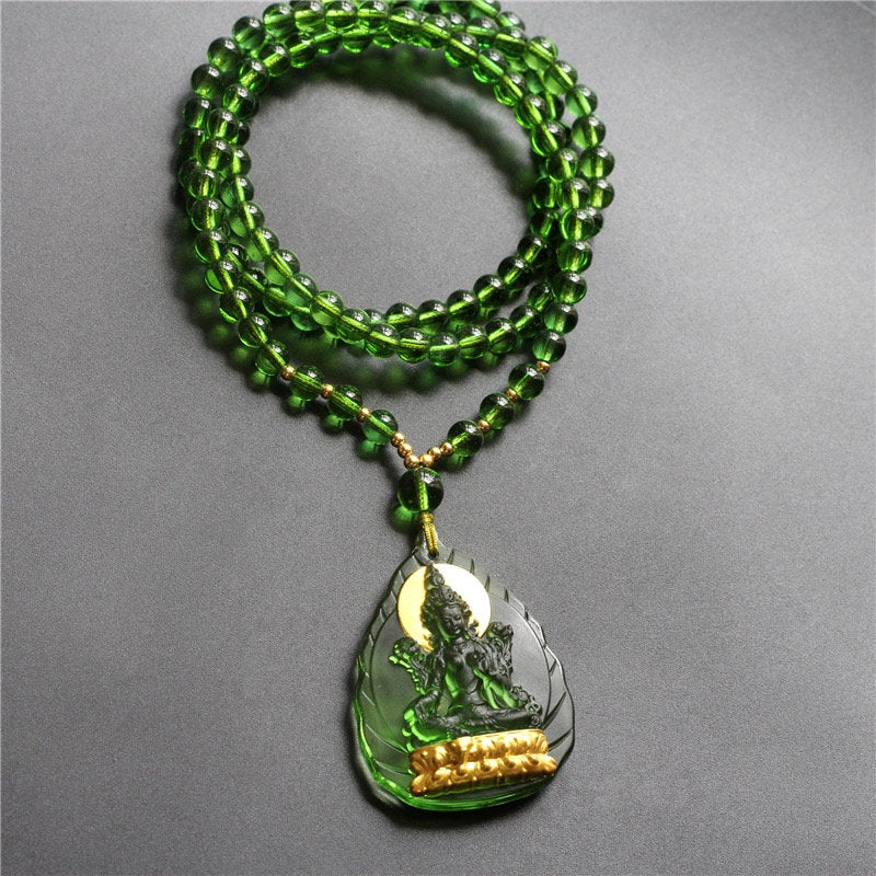 Liu Li Green Tara Buddha Amulet Pendant Medallions Meditation