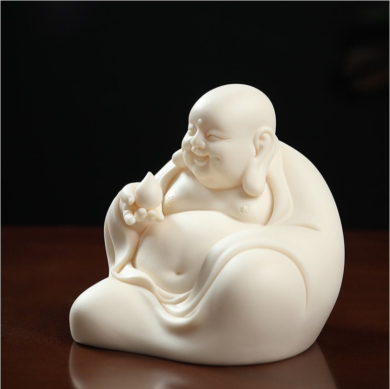 Biege Color Laughing Budda Statue & Ornamanet | Spiritual Religion | Gifting for him or her | Good luck and Happiness | Budai