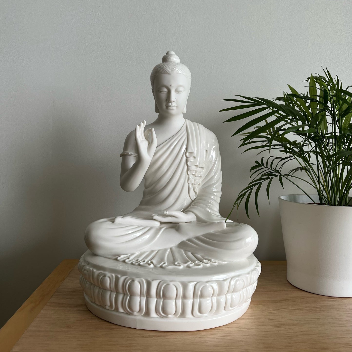 Porcelain Shakyamuni Vitarka Mudra Buddha Statue | Gautama Buddha | Meditation | Oriental Decoration | Gift for him or her