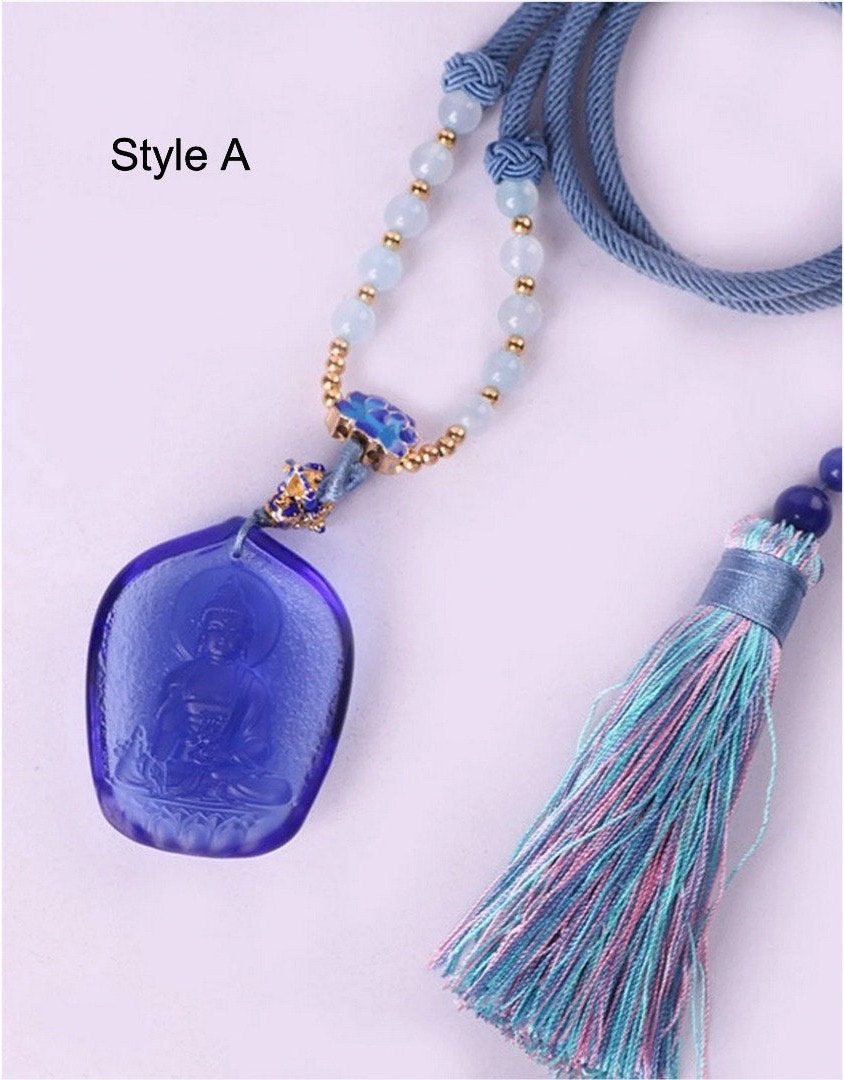 Liu Li Medicine Buddha Amulet Pendant Medallions | Meditation and Blessing | Protection | Mindful Gift