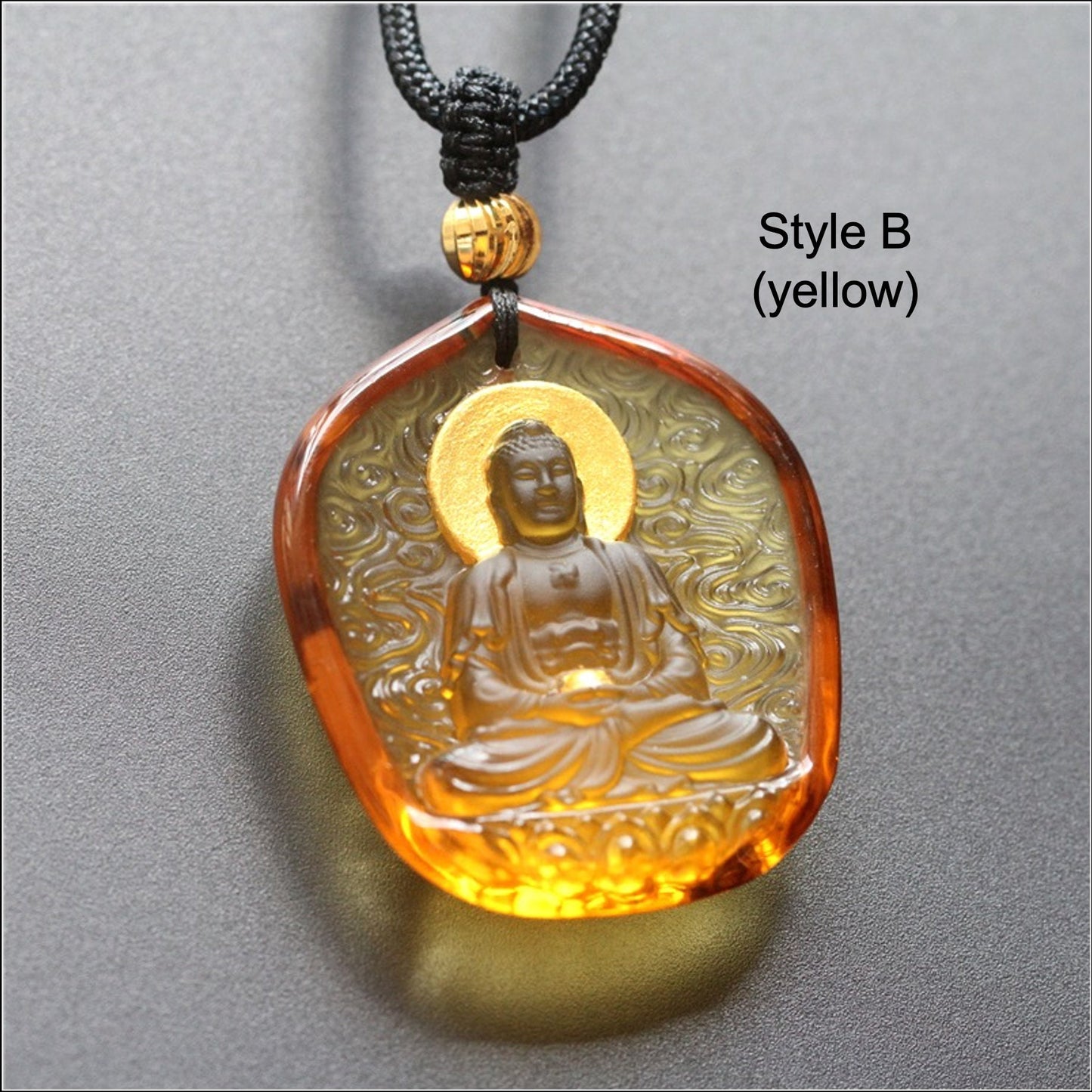 Liu Li Glass Amitabha Buddha Amulet Pendant Medallions | Meditation | Protection | Mindful Gift | Blessing Good luck | Amitayus