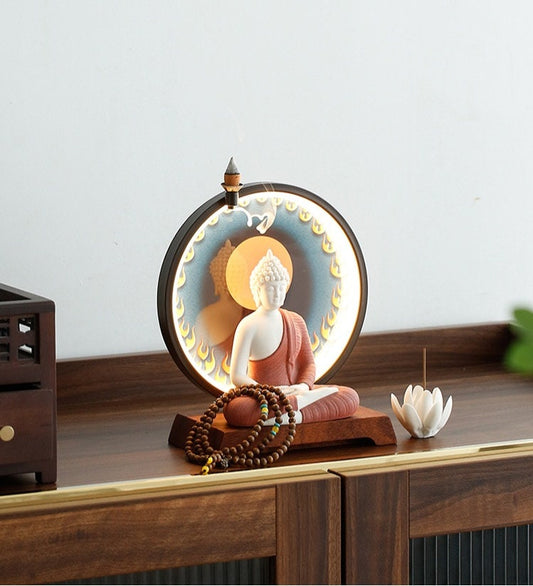 Gautama Buddha Statue Decorative Set with LED light | Buddha Statue | Shakyamuni Buddha | Meditation | Home Decoration