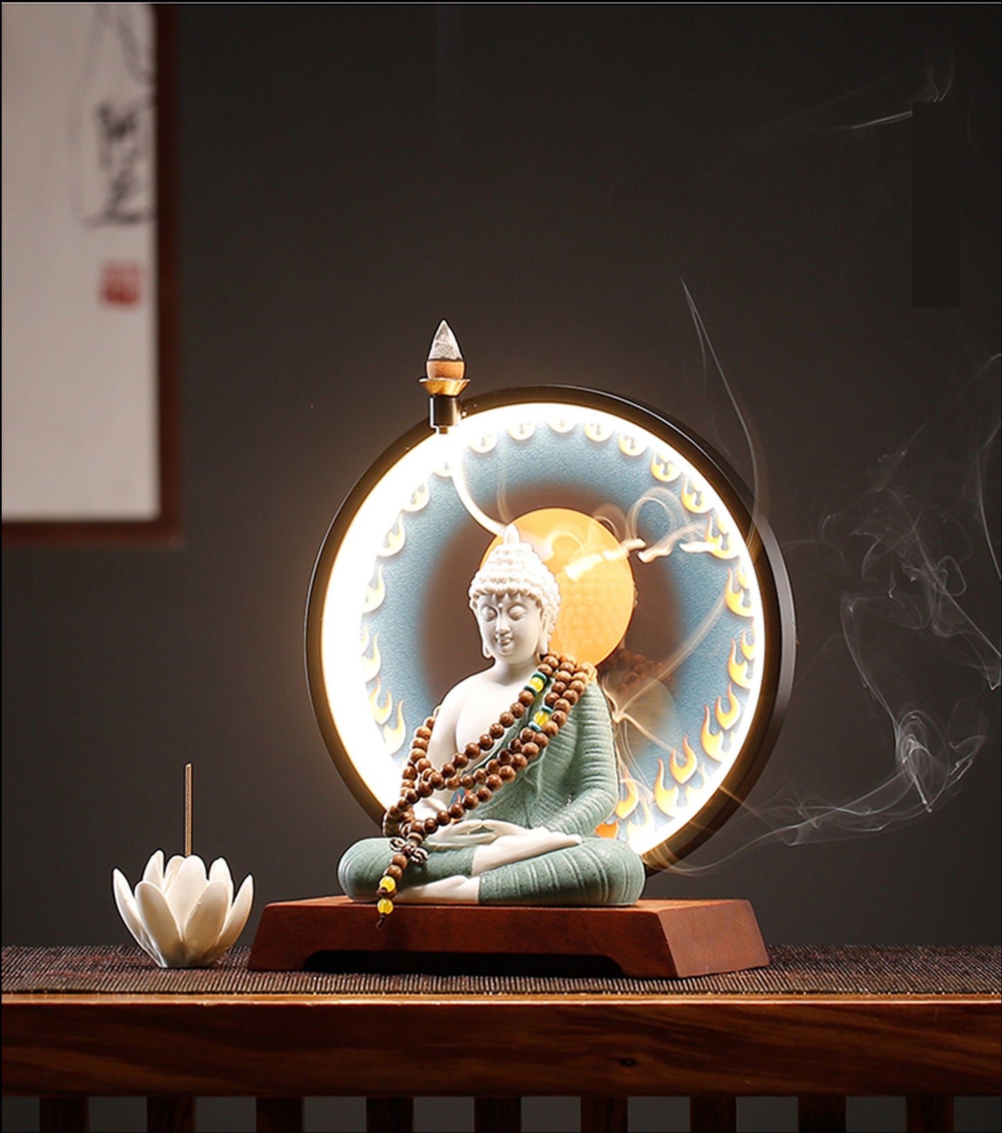 Gautama Buddha Statue Decorative Set with LED light | Buddha Statue | Shakyamuni Buddha | Meditation | Home Decoration