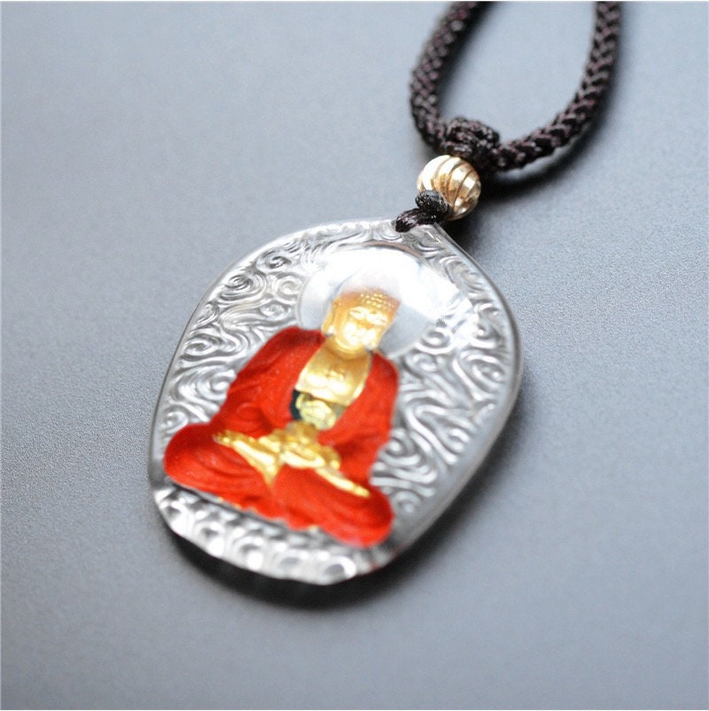 Liu Li Glass Amitabha Buddha Amulet Pendant Medallions | Meditation | Protection | Mindful Gift | Blessing Good luck | Amitayus
