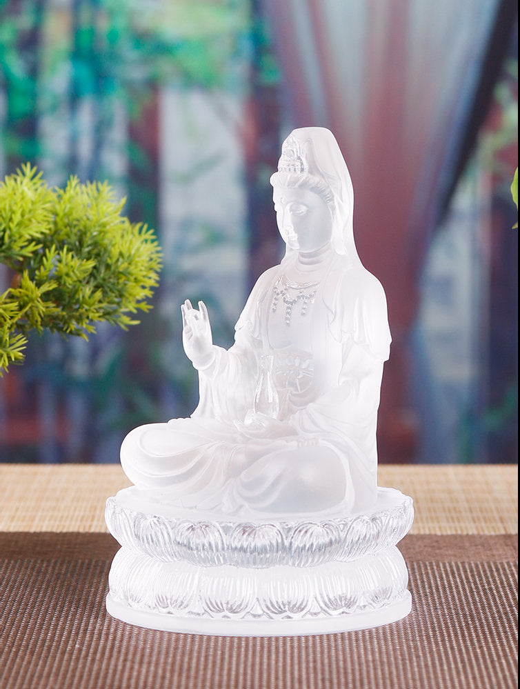 Color Liu Li Guan Yin Statue Ornament | Kwan Yin | Quan Yin | Goddess of Compassion | Buddha Decoration