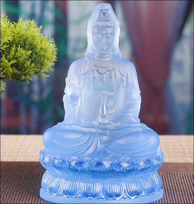 Color Liu Li Guan Yin Statue Ornament | Kwan Yin | Quan Yin | Goddess of Compassion | Buddha Decoration