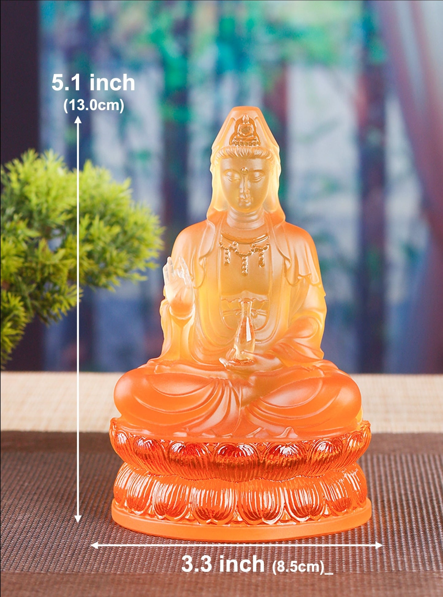 Color Liu Li Guan Yin Statue Ornament | Kwan Yin | Quan Yin | Goddess of Compassion | Buddha Decoration