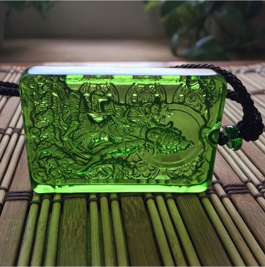 Liu Li Green Tara Buddha Amulet Pendant Medallions | Meditation and Blessing | Protection | Shyama Tara | Necklace