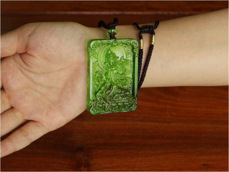 Liu Li Green Tara Buddha Amulet Pendant Medallions | Meditation and Blessing | Protection | Shyama Tara | Necklace
