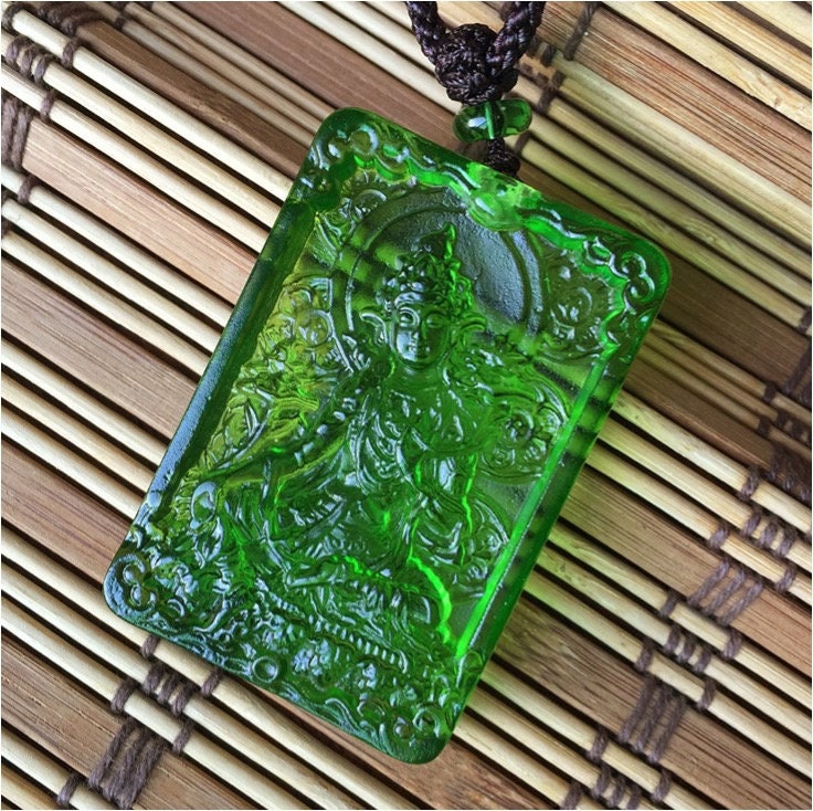 Liu Li Green Tara Buddha Amulet Pendant Medallions | Meditation and Blessing | Protection | Shyama Tara | Necklace