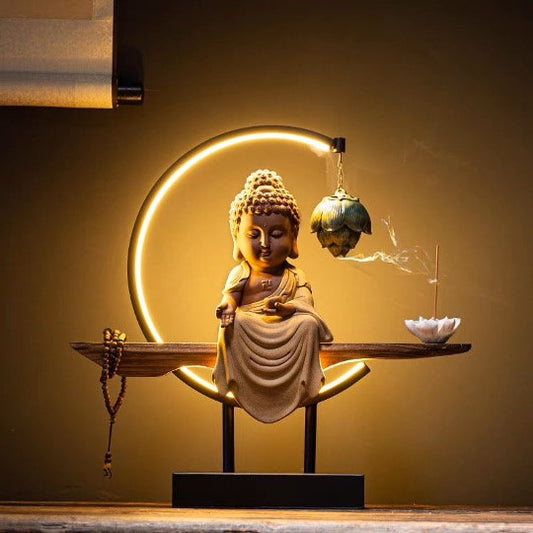 Living & Co Decorative Buddha Ornament - 18cm x 15cm x 26cm Brown Mid Brown  Mid