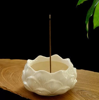 Ceramic White Lotus Incense Burner | Peace Serenity Tranquility Calmness | Spirituality & Religion | Meditation | Yoga Practise