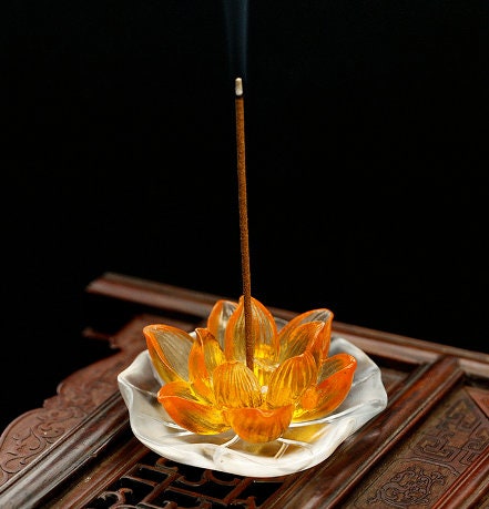 Meditation Liu Li Lotus Incense Stick Holder | Peace Serenity Tranquility Calmness | Spirituality & Religion | Meditation | Yoga Practise